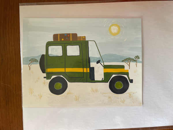 Safari Jeep Original Painting - Small Adventure