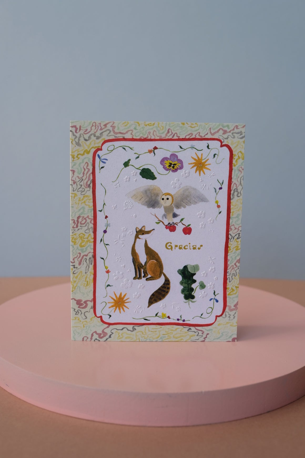 Fox and Owl Gracias Card