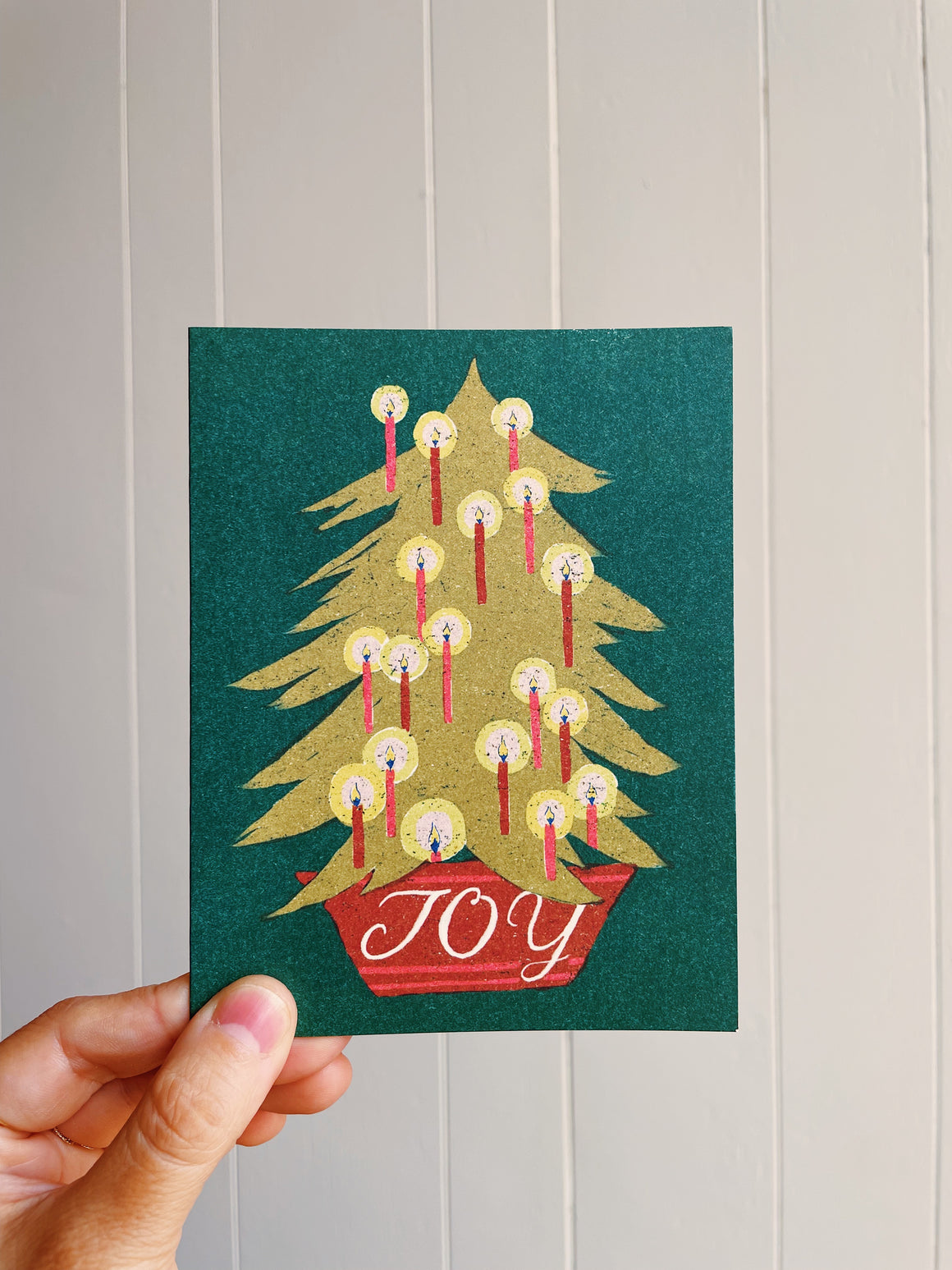 Joy Candle Tree Card