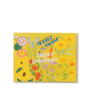 Yellow Floral Birthday Card