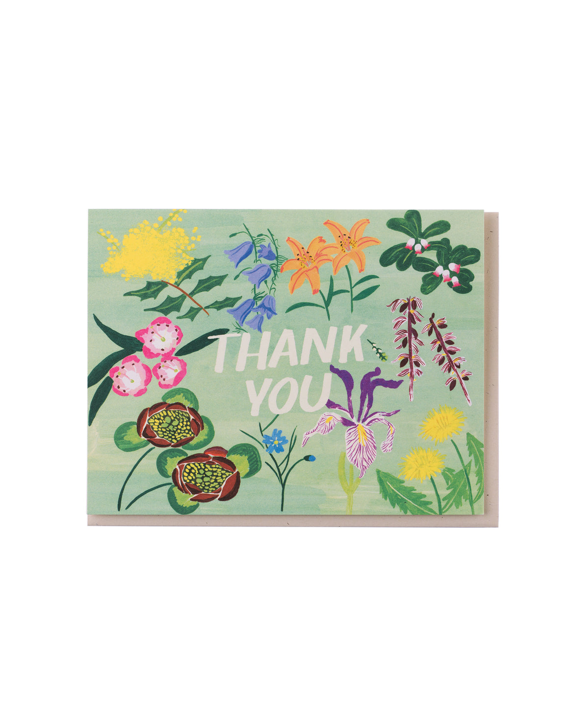 Mint Floral Thank You Card