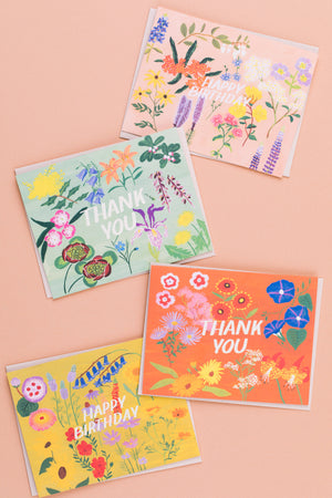 Mint Floral Thank You Card