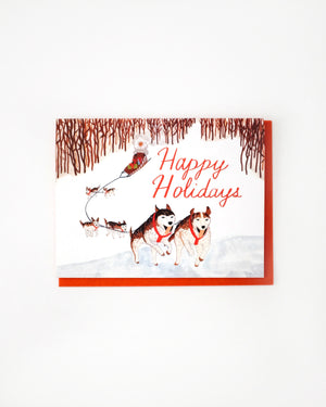 Dog Sled Happy Holidays Card