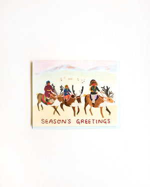Reindeer Village Seasons Greetings Card