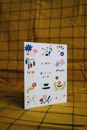 Grid Doodles Birthday Card