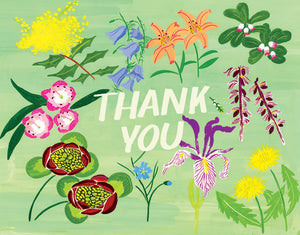Mint Floral Thank You Card