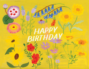 Yellow Floral Birthday Card